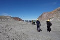 Visitors at Whakaari or White Island in New Zealand